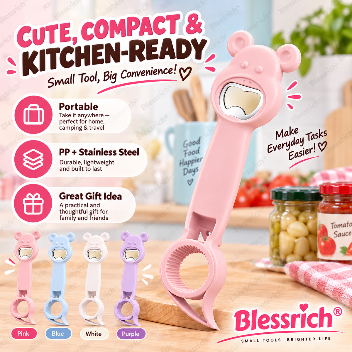 Multifunctional 4-in-1 Bottle Opener