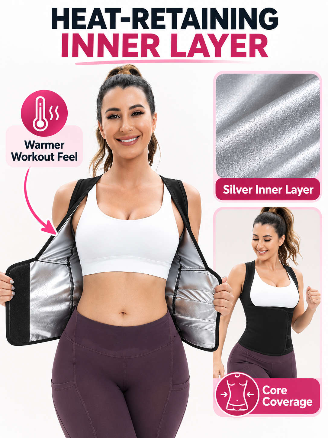🔥 Fitness Deal – Women's Zip-Up Sculpting Vest 💪 Snug Support & Flexible Comfort for Gym, Running & Training 🏃‍♀️
