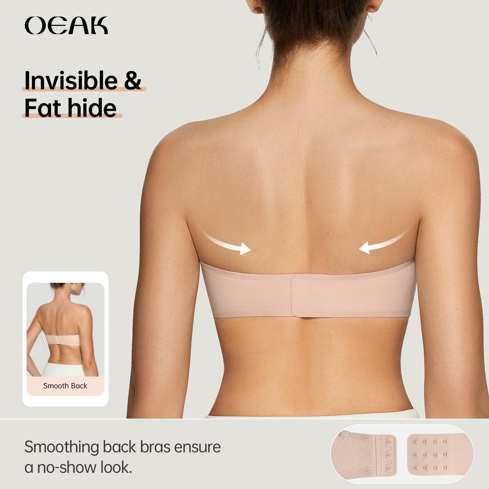 💞Womens Strapless Bras Push Up Bandeau Bra Non Slip Wireless Supportive Padded Bras Seamless Comfortable Tube Jelly Bra