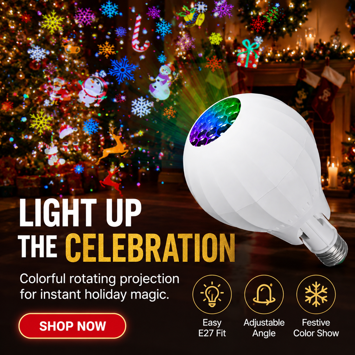 🎁2026 New Arrivals 50% OFF💥Rotating Christmas Projector Bulb | 16 Patterns